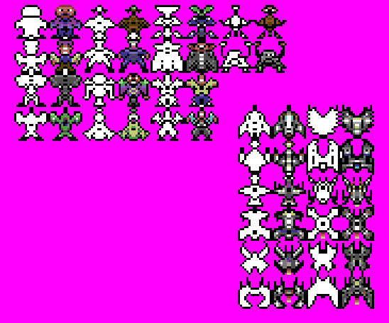 Characters and spaceships using c64 palette