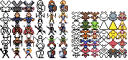 Characters warriors and various pixelart